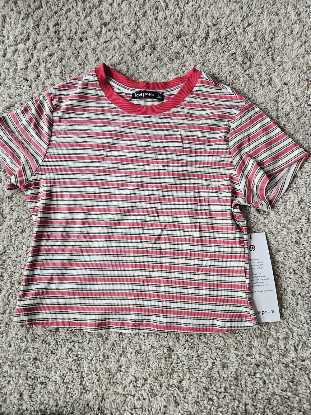Love Poem Pink Stripe Ribbed Crop Top